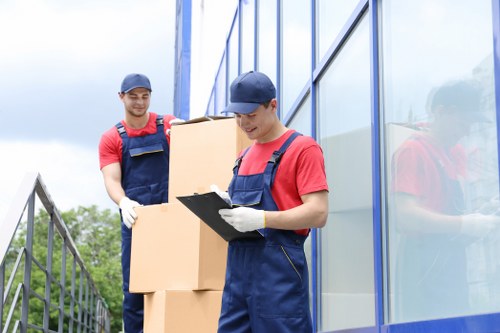 House movers working in a Fulham residential street