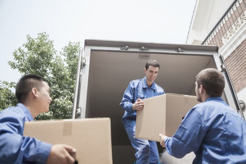 Office relocation transport outside a Fulham business premises